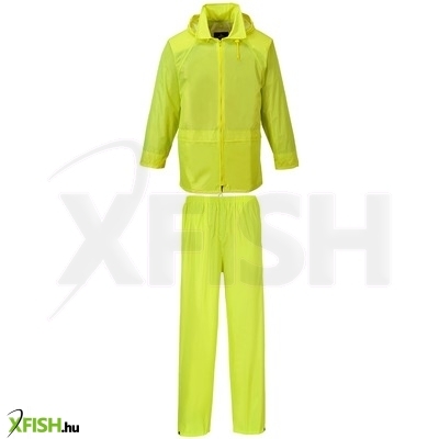 portwest Classic esőruha öltöny, 190g, 100% poliészter, 2 zseb, rejtett kapucni szín:yellow méret:4XL