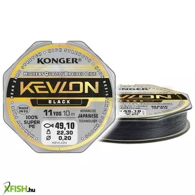 Konger Kevlon Black X4 Fonott Előkezsinór 10m 0,14mm 14,5Kg