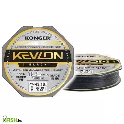 Konger Kevlon X4 Black Fonott Zsinór 150m 0,20mm 22,3Kg