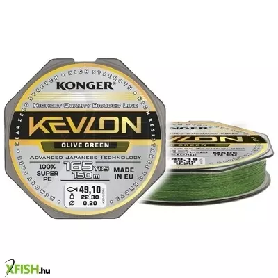 Konger Kevlon Olive Green X4 Fonott Zsinór 150m 0,16mm 15,9Kg