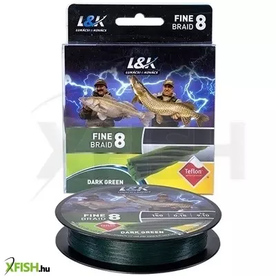 L&K Fine Braid 8 Fonott Pergető Zsinór 0,18 150M 10,3Kg Dark Green Sötétzöld