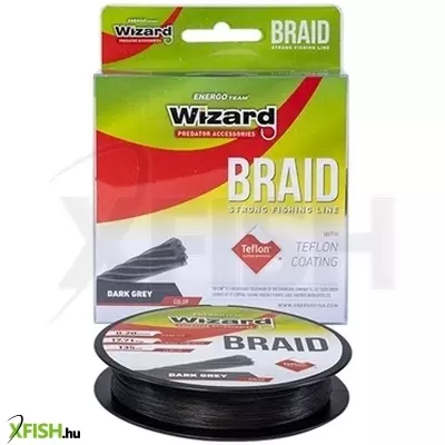 Wizard Braid Grey Fonott Pergető Zsinór 135M 0,08 135M 7,75Kg Dark Grey