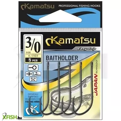 Kamatsu Baitholder 01 Blnr Füles Rablóhalas Horog Black Nickel 5 db/csomag