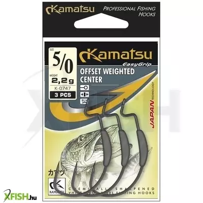 Kamatsu Offset Weighted Center 3/0 Blnr 1 G Rablóhalas Horog Black Nickel 3 db/csomag