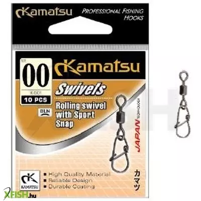 Kamatsu Rolling Swivel Sport Snap K-501 Gyorskapocs Forgóval 00 3 kg 10 db/csomag