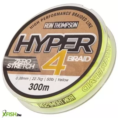 Ron Thompson Hyper 4-Braid pergető fonott zsinór 300m 0.38mm 22.7Kg-50lb sárga