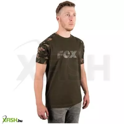 Fox Raglan Khaki / Camo Sleeve T Póló - Xxxl