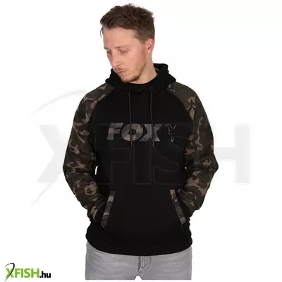 Fox Raglan Hoodie Horgász Pulóver Fekete Camo Xxl