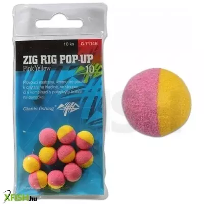Giants Fishing Legebő hab Zig-Rig bojli Zig Rig Pop-Up pink-yellow 10mm, 10db