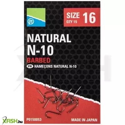 Preston Natural N-10 Barbed Hook (P0150055-0) mikroSzakállas feeder horog 18-as