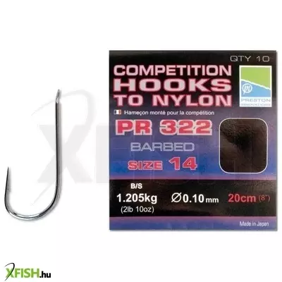 Preston Competition 322 Hooks To Nylon Előkötött Horog Size 20