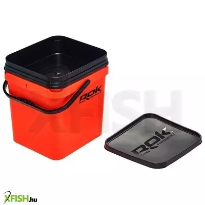 Rok Fishing Square Bucket 17 literes kocka vödör + 4 literes betét + tető Narancssárga