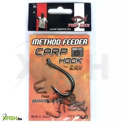 Topmix Method Feeder Carp Hook Barbless Szakáll Nélküli Pontyozó Horog 6-os 10db/csomag