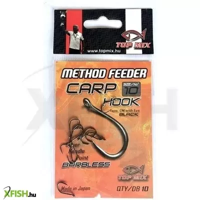 Topmix Method Feeder Carp Hook Barbless Szakáll Nélküli Pontyozó Horog 8-as 10db/csomag