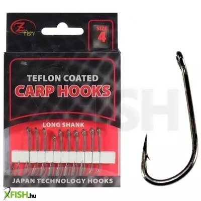Zfish Teflon Hooks Long Shank Hosszú szárú Pontyozó horog méret 4 10 db/csomag