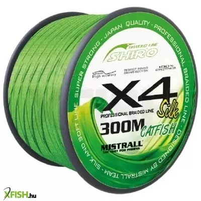 Mistrall Shiro Silk Braided Line X4 Fonott harcsázó zsinór - Green Catfish Zöld 300M 0,80 mm 72,60 kg