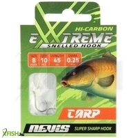 Nevis Extreme Előkötött Pontyozó Horog 45cm 0.22mm 12-es Horoggal 10db/csomag