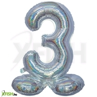 funny fashion ezüst színű hologramos lábas lufi - 3