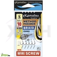 Kamatsu Braided Fonott Zsinóros Előkötött Horog Drótcsavaros 10cm 14mm 6-os 5db/csomag