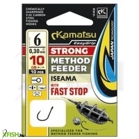 Kamatsu Iseama Előkötött Method Feeder Horog Gyorsütközővel 10 cm 0,20 mm 12 Blnr Black Nickel 10 db/csomag