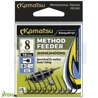 Kamatsu Shinkandong 12 Blnf Lapkás Method Feeder Horog Black Nickel 10 db/csomag