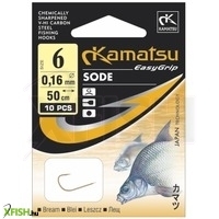 Kamatsu Bream Sode Előkötött Feeder Horog Lapkás Arany 50 cm 0,12 cm 12 Gf 10 db/csomag