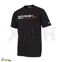 Savage Gear Signature Logo T-Shirt Fekete Horgász Póló Xl
