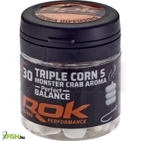 Rok Fishing Triple Corn Balanszírozott Dippelt műkukorica Fehér Monster crab S 30 db/doboz