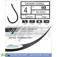 Mistrall Shiro Okiemi Chinu Szürke Előkötött Horog 50cm 0,18mm 6-os 10db/csomag