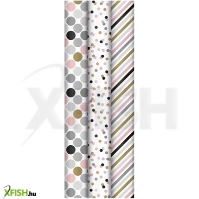 Csíkos és pöttyös tekercses csomagolópapír - 70 x 200 cm, többféle