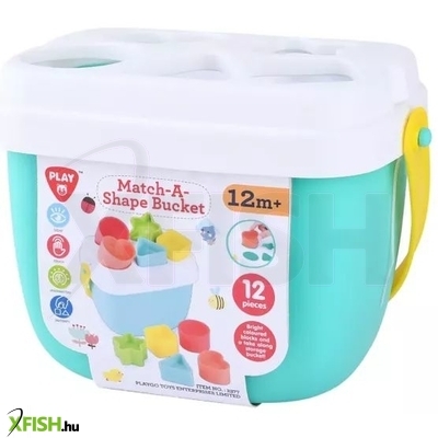 Playgo: Formaválogató játék vödörben, 12 db-os