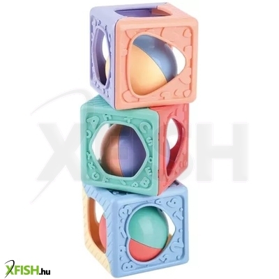 Playgo: Toronyépítő játék csörgő kockákkal