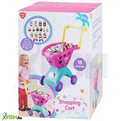 Playgo: Szivecskés bevásárló kocsi készlet - 18 darabos