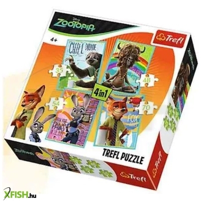 Trefl: Állati nagy kaland Zootropolisban 4 az 1-ben - 35, 48, 54, 70 darabos puzzle