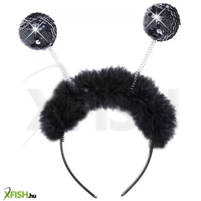 Jelmez kiegészítő: Fekete flitteres tollas fejdísz