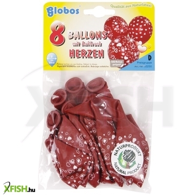 Globos szívecskés lufi 8 darabos készlet - 30 cm