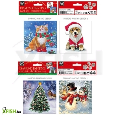 Grafix karácsonyi gyémántfestős üdvözlőlapok, 13x13 cm, 2 db,  +2 boríték