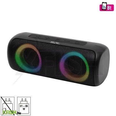Sal bt2000 boombox, 2x10w, mp3 zenelejátszó, bluetooth, mélysugárzó, basszus, rgb LED fényjáték, beépített akkumulátor, ipx5