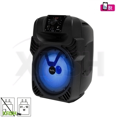 Sal par20btc party hangdoboz, 2-utas hangrendszer, bass-reflex mélysugárzó, bluetooth, FM rádió, digitális kijelző, LED fényeffekt