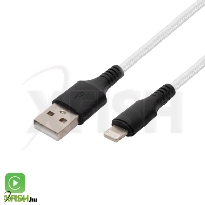 Home usbal1 töltőkábel, USB a / lightning, 2.1a, 1m, szövött, fehér