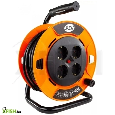 gao 0010114900 kábeldob, 20 méter, 4 dugalj, max. 3000 w, 3x1.5 mm2, ip20, termo kapcsoló