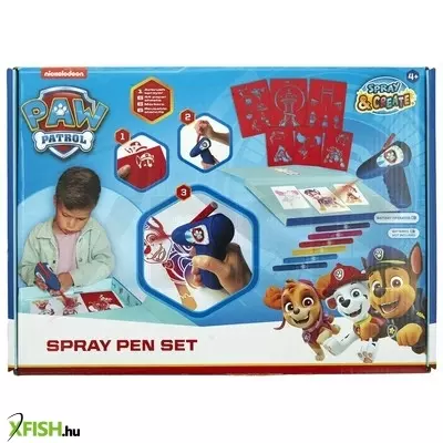 Slammer elemes fújó filctoll szett, sablonnal, 6 tollal, mancs őrjárat