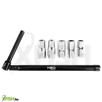Neotools csaptelepkulcs, csuklós 250mm, 5+1 cserélhető fej, 8-13mm
