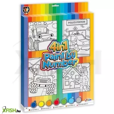 Grafix fess számok szerint 4in1 fiúknak, 7 festék 2 ecset