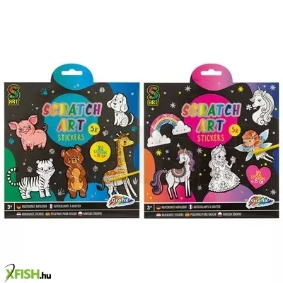 Grafix képkarcoló matricák, 5 db /csomag, kaparó tollal, 2 féle