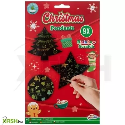 Grafix karácsonyfadísz képkarcoló 9 db /csomag, kaparó tollal