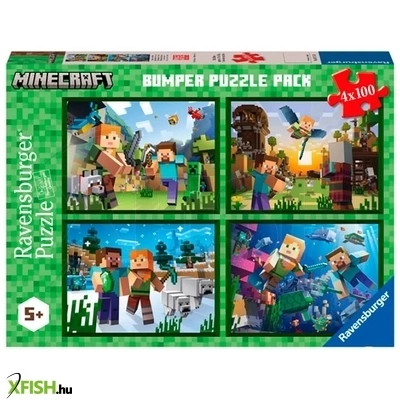 Ravensburger puzzle 4x100 db - minecraft