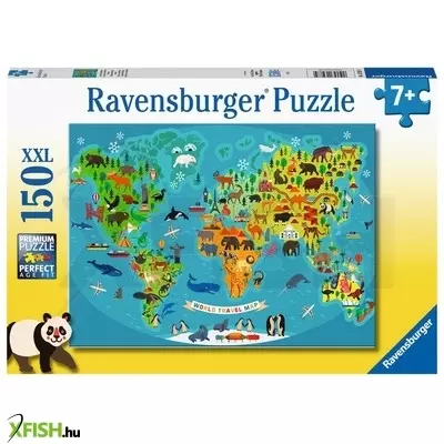Ravensburger puzzle 150 db - állatos világtérkép