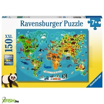 ravensburger puzzle 150 db - állatos világtérkép