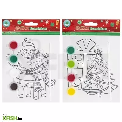 Grafix karácsonyi ablak dekoráció, 2 db /csomag, 4 festék, ecset, 2 féle